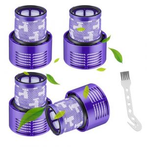Filtres pour Dyson V10, 4 Pack Filtre Compatible pour Dyson V10, Cyclone Aspirateur Pi&egrave;ce de Rechange pour aspirateur compatible avec la s&eacute;rie V10 Cyclone, V10 Absolute, V10 Animal (Basika27, neuf)