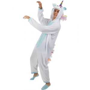 Funidelia | Déguisement licorne bleue onesie pour femme et homme Originaux & Amusants - Déguisement pour Adultes et accessoires pour Halloween, carnaval et fêtes - Taille S-M - Blanc (Funidelia FR-BE-LU, neuf)