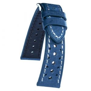 AIMVALUE Bracelet de montre en cuir v&eacute;ritable rallye racing vintage vert bleu marron fonc&eacute; marron pour homme 18 mm 19 mm 20 mm 21 mm 22 mm ajour&eacute; (20 mm, Bleu) (AIMVALUE, neuf)