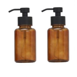 FuxFuis 2 PCS Distributeurs de Savon Moussant,250 ML Distributeur de Savon en Verre Ambr&eacute;,Bouteille Gel Douche Salle de Bain,Bouteille de Shampooing Vide,Distributeur &agrave; Pompe Vide avec 5 Autocollants (CRED&Iacute;VEL E CRUCIAL - UNIPESSOAL LDA, neuf)