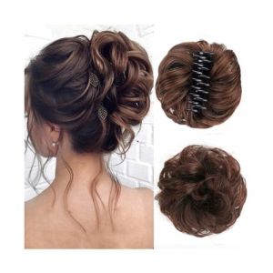 Postiches Cheveux Chignon Postiche synthétique à pince for Chignon salissant, postiche ondulée et bouclée, Extensions de queue de cheval, chouchou for femmes Postiche Chignon(2M30) (humeiouzhou2024, neuf)