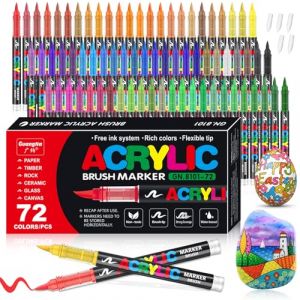 VAKKI 72 Couleurs Feutre Acrylique, Stylos Acryliques Liquide Direct Acrylic Paint Marker Coloriage pour Adultes, Marqueur Acide Acrylique Pour Coloriage, Pierre, Calligraphie, Bois, Toile, Verre (V-Fran&ccedil;ais, neuf)