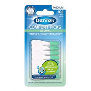 DenTek - 104 Cure Dents Comfort Picks - Taille Medium - Pour Gencives Sensibles - Cure-Dents Réutilisables en Plastique Recyclé - Brossettes Interdentaires - Brosses Dents - CMF003NL (FEM self∙care BV, neuf)