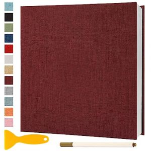 Album Photo Adhesif Vierge 28x27 CM Classeur Photo Livre Photo Personnalisable Scrapbook de Classe Mariage Livre D'or Enfant Bebe DIY Carte Postale, 60 Pages Rouge (Semfalbuums, neuf)