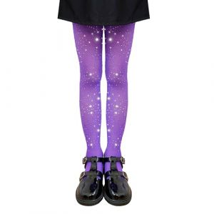 LOLANTA 2-Pack Collants Résille Filles, Collants Strass Étincelants pour Enfants Bas de Concours de Danse, Violet scintillant, 4-8 ans, L (LOLANTA, neuf)