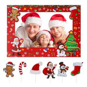 Bavooty Cadre Photo Booth de No&euml;l avec 6 Pi&egrave;ces Kit Photo Noel,Accessoires Photo No&euml;l,Accessoires de Photo de F&ecirc;te de No&euml;l pour D&eacute;coration de F&ecirc;te d'anniversaire Mariage,Pr&eacute;natale (FeiXiehouse, neuf)