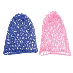 MUSISALY 2 pièces Filet Cheveux Dormir Crochet Maille Bonnet Nuit Cheveux Long Protecteur de Coiffure Bonnet Maille Crocheté Confortable et Extensible Bleu Royal et Rose pour Protection (YangF, neuf)