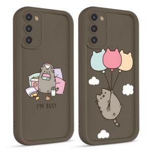 Yimctoie 2 Pi&egrave;ces Coque pour Samsung Galaxy S22 5G 6.1", Mignon Chaton Pusheen Cute Cartoon Cat Anime Motif avec TPU Silicone &Eacute;tui, Housse de Protection Antichoc Case, Ballon (JOSS SKELTON, neuf)