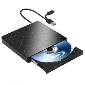 Lecteur Blu-Ray Externe, Lecteur Blu Ray Externe Portable USB 3.0 et Type-C Lecteur Blu Ray 3D Graveur BD Lecteur CD DVD Drive Player, Slim Optical Bluray Drive Reader pour Windows XP/7/8/10/11 ﻿ ﻿ (LINGBAOSHIQI, neuf)