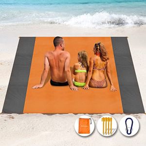 Henrycares Tapis de Plage 250 x 200cm Anti Sable, Couverture de Plage Large Imperm&eacute;able Compact Natte de Plage pour Plage, Camping, Picnic, Voyage (Orange) (Henrycares, neuf)