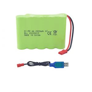 1PCS 6.0V 2800mah AA Li-Batterie Rechargeable Prise JST-2P & Ligne de Chargement USB pour Le Nouveau Huina 540 Dump 520 Bulldozer RC et 510 Excavator 540 Camion d'in Jouet Voiture RC (FengYun Store, neuf)