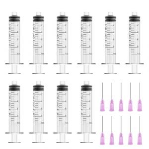 Lot de 10 seringues de 10 ml avec aiguille &eacute;mouss&eacute;e, seringue en plastique, seringue doseuse, seringue &agrave; colostrum, seringue d'injection, pour laboratoire, industriel, mesure de la fluidit&eacute; (Yingyoukj, neuf)