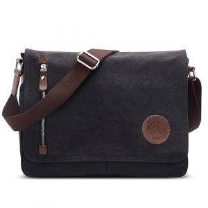 DORRISO Sacs Bandoulière pour Homme, Anti-vol Sac Messager, Sacs Besace Homme pour Travail Voyage Quotidien Sport École, Capacité Adaptée PC Portable 14.0 inch, Toile Sacoche Bandouliere Noir (OÜ MYEgorsol, neuf)