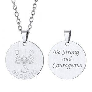 Custom4U Collier Personnalisé Prénom Médaille Signe Astrologique Scorpion Pendentif Zodiaque (Custom4U Store, neuf)