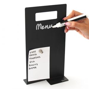 KalaMitica - Tableau magnétique de table format A5-15x27 cm - Tableau noir double face, inscriptible et effaçable - Présentoir de comptoir, porte menu pour restaurant, bar, boutique (Kalamitica, neuf)