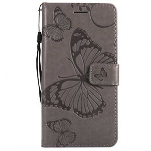DENDICO Coque pour Galaxy J5 2017, Papillon Imprimé PU en Cuir Coque Magnétique Portefeuille TPU Étui Housse pour Samsung Galaxy J5 2017 - Gris (DENDICO, neuf)