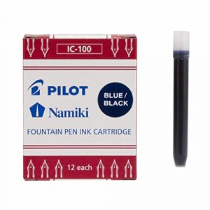 Boite de 12 cartouches Bleu-Noir pour stylos plume PILOT/NAMIKI CAPLESS (PAPETERIE DU COLLEGE, neuf)