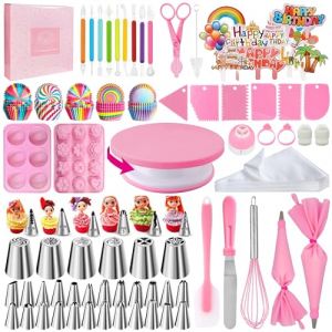 AZOMKER Douille Patisserie, Plateau Tournant Patisserie, Kit Patisserie, Ustensiles à Pâtisserie, Patisserie Accessoire, Kit Patisserie Professionnel, Ustensiles Patisserie, Kit Gateau (320 Pièces) (AZOMKER Direct Store, neuf)