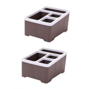 Healeved Boîte De 2 Pièces panier de rangement caisses plastique rangement malette rangement plastique box rangement plastique boite de rangement telecommande Coffee (Accompany JY, neuf)