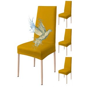 Poligino Housse de Chaise 4 pièces Imperméables, Housse de Chaise Salle à Manger, Housse Chaise Extensible, Universel, Facile à Installer, Facile à Nettoyer (Jaune,4 pièces) (WANGHOUYUYU, neuf)