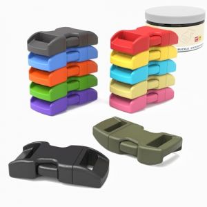 Abma Cord Lot de 60 Boucle Plastique 10mm (3/8") pour Bracelet Paracorde - Mini Clip Plastique Multi (Abma Cord EU, neuf)