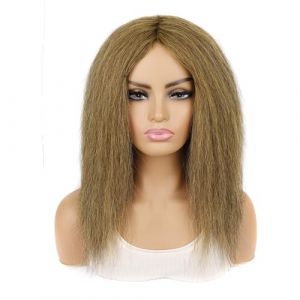 Mode Femmes Explosion Tête Jaune Mixte Longueur Moyenne Moelleux Perruque Couvre-tête (ximoYYDS, neuf)