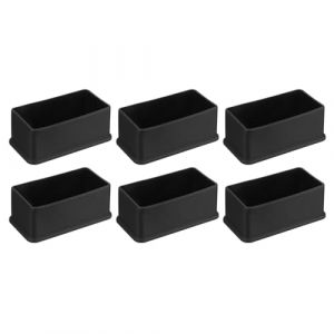 QUARKZMAN 6Pcs Embouts de Pieds de Chaise Carr&eacute;s en PVC, 80mm x 40mm OD, Noirs, Protections de Pieds de Meubles pour Table, Capuchons de Pieds de Chaise, Prot&egrave;ge-Sols pour Table de Patio, (QUARKZMAN, neuf)