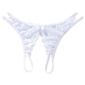 sous-vêtements pour Femmes fichiers Ouverts Grande Taille en Forme T Dentelle Sexy Femmes sous-vêtements Sexy sous-vêtements en Dentelle Florale Soutien-Gorge Fermé Devant Brassière Zippée (White, M) (YANMOU, neuf)