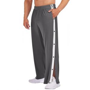 PINSPARK Pantalon de jogging pour homme Reha avec boutons-pression latéraux, sweat-shirt, jogging, pantalon de sport, pantalon d'entraînement avec poches, Gris foncé., XL (Pinspark, neuf)