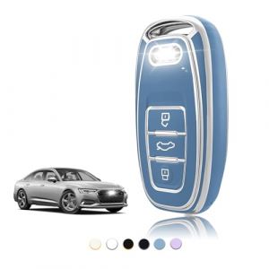 TOOMUME Coque Clé TPU, Etui Clé Étui Clé Adapté pour Audi A1 A2 A3 A4 A5 A6 A7 A8 A4L A6L A8L Q5 Q7 Q8 R8 RS4 RS5 RS6 S4 S5 S6 SQ5 SQ7 TT TTRS, Couvre Clef Cache Cle Voiture Telécommande - Smart Key (TOOMUME, neuf)