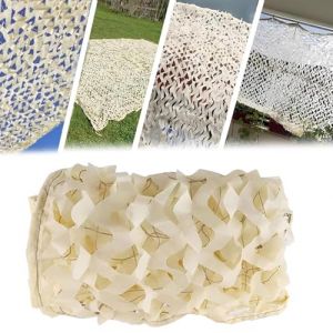 Filet de Camouflage Beige Renforcé,4x3m 3x5m 6x4m 5x18m Filet Camouflage Militaire Grande Taille Voile Ombrage pour Chasse DéCoration Camouflage Photographie AnimalièRe Terrasse Protection Jardin (WIHHLI, neuf)