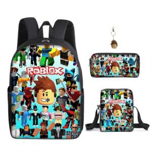 Lot de 3 sacs à dos de 40,6 cm avec impression 3D de dessin animé pour les élèves du primaire et du collège et les fans de jeu, cadeau d'anniversaire pour adolescents., a, 10in (LuoKe Bag, neuf)