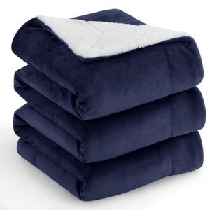 Aisbo Plaid Canape Polaire en Sherpa - Couverture 220x240 Jete de Canape Hiver, Plaid Canap&eacute; 220 x 240 Bleu Marin Mouton 2 Personnes Doux et Chaude (Aisbo EU, neuf)