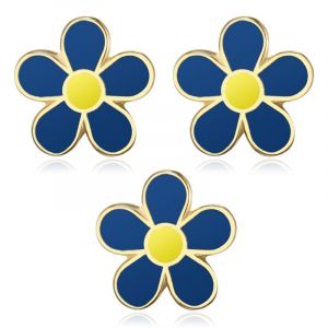 BOBIJOO Jewelry - Lot 3 pins myosotis Franc-Ma&ccedil;on 12mm or et &eacute;mail (ANGELYK, neuf)