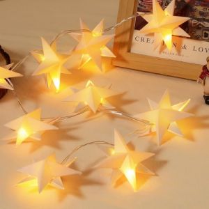Lewondr 2PCS &Eacute;toile Lumineuse Suspendue de No&euml;l en Papier, Lanternes &Eacute;toiles Octogone avec Minuterie 6H, Guirlande de 51'' &agrave; Piles avec 10 LED, D&eacute;coration Int&eacute;rieure pour Chambre Mariage F&ecirc;te (Showmore EU, neuf)