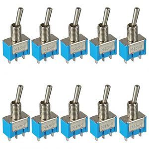 HUAREW SPDT Mini Interrupteur à Bascule MST-102 AC 125V 6A / 250V 3A ON-ON 3 Pin 2 Positions, Marine Rocker Verrouillage Interrupteur à Bascule pour Arduino Auto Camion Bateau Commutateurs 10Pcs (HUAREW, neuf)