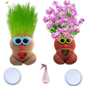 (3 pièces) Mini bonsaï anti-moustique, poupée longue herbe, mini bonsaï, plante poupée tête d'herbe, poupée tête d'herbe avec plateau, plante en pot pour enfants, plante verte (floraison) (huangshanshihuizhouqudingpinbaihuoshanghang, neuf)