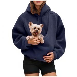 G&eacute;n&eacute;rique Sweat &agrave; Capuche Femme avec Poche Kangourou Pull pour Chat et Chien Femme Sweat &agrave; Manches Longues Veste &agrave; Capuche Douce Et Confortable Pull de Transport Chat et Chien (01-Navy, XL) (zhiqiangdianzishangwuyouxiangongsi, neuf)