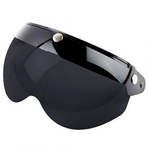 SPYMINNPOO Visières de Casque de Moto, Visière de Casque Rétro Universelle à 3 Boutons-Pression Coupe-Vent Demi-visière de Casques (Noir, Marron foncé) (newxinfu-EU, neuf)