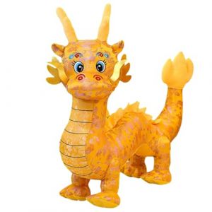 Cndiyald Dragon Chinois Peluche 8,3 Pouces Traditionnelles brodées PP Coton Dragon en Peluche avec Corde Suspendue Mignon décoration Chinoise Festive Jaune, Dragon en Peluche (QinFengDianZi, neuf)