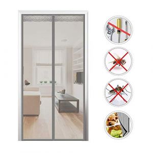 THAIKER Moustiquaire Porte Fenetre AimantéE, 140x190cm(55x75inch) Rideau de Porte Anti Insecte Mouche Animaux AcceptéS pour Couloirs Portes, Gris (THAIKER, neuf)