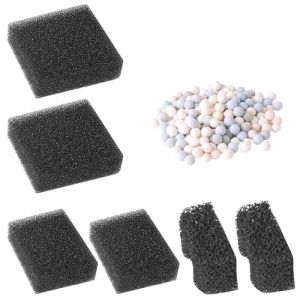 PYPABL Filtre de Remplacement pour Aquarium HP-138, 2 Pièces de Coton Biochimique, 2 Pièces de Coton de Charbon Actif, 1 Paquet de Billes de Céramique (PYPABL, neuf)