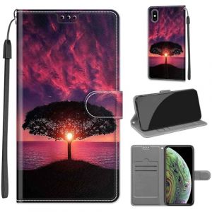 Coque pour iPhone X, Housse Etui Portefeuille Cuir Multifonction, Fermeture Magn&eacute;tique &agrave; Clapet Anti-Choc Compatible avec Coque iPhone XS Book - Arbre (KENHONER, neuf)