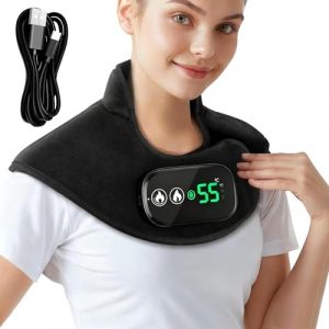OBEST Coussin chauffant cervicales sans fil, collier cervical chauffant avec batterie 4000mAh, 4 niveaux de température et minuteries, cervicales douloureuses et épaules, cadeaux pour hommes et femmes (Jun Ao Trading Co., Ltd., neuf)