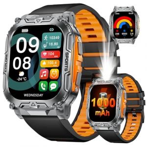 SUNKTA Montre Connect&eacute;e Homme Militaire,2.01&lsquo;&rsquo; Grand &Eacute;cran avec Appels/1000mAh Longue Autonomie Batterie/Lampe de Poche/IP68 &Eacute;tanche Fr&eacute;quence Cardiaque/P&eacute;dom&egrave;tre,Smartwatch pour Android iOS (Xiaxin shop, neuf)
