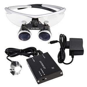 Loupes dentaires 2.5X/3.5X Lunettes chirurgicales médecin avec Lampe Frontale à LED Dentiste Oeil Lunettes loupe binoculaire avec étui de Transport Pratique (Brand-2022-065971, neuf)