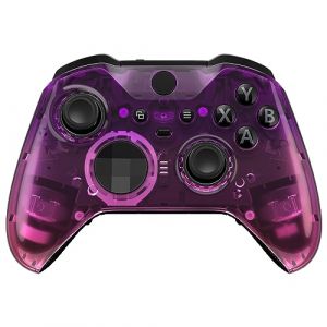 eXtremeRate Coque Avant de Remplacement pour Xbox One Elite Series 2 Manette, Coque Avant Customisé avec Anneaux pour Xbox One Elite Series 2 Manette, Modèle 1797, Transparent Dégradé Violet Rose (Easequote-Store, neuf)