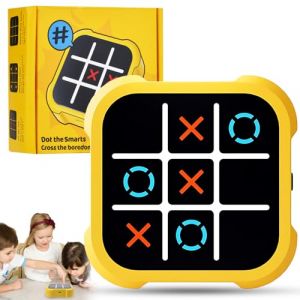 Tic Tac Toe Bolt Game, Jeu De Tic Tac Toe Électronique, Console de Jeu de Voyage Portable, Jeux De Société Fidget Toys, Jouets de Jeu de Puzzle D'échecs Portables pour Enfant et Adultes.(Jaune) (yuchu, neuf)