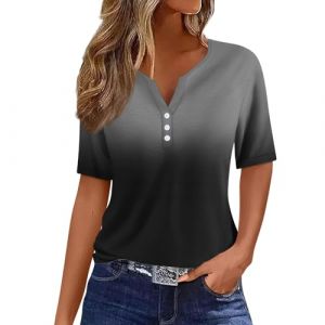 Chemisiers Et Blouses Femme, Chemisier Femme Chic Et éLéGant Manches Courtes Sexy ÉTé Grande Taille DéContractéE Chemisier Femme Haut Femme Chic Et Elegant Blouse Femme(A Gris foncé,XXL) (LOAMD, neuf)