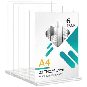 6 Pièces Présentoir de Table A4, Présentoir en Acrylique Transparent, porte menu，porte menu restaurant，porte affiche，Support Acrylique A4 pour Menus，publicité, cadre photo, affichage, restaurant (topdeal888, neuf)